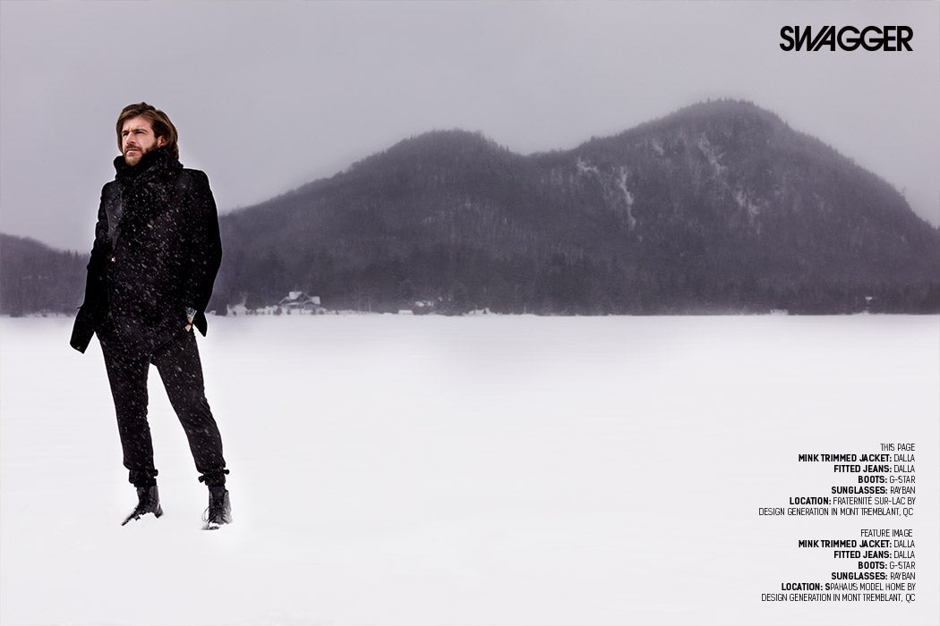 Carlo Rinomato - Standing on the frozen Lake in Mont-Tremblant, QC - SWAGGER Magazine