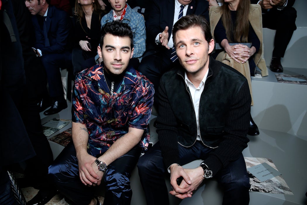 Joe Jonas, and James Marsden front row at the Louis Vuitton Fall/Winter 2018 runway at Paris Fashion Week (Photo: Courtesy of LOUIS VUITTON) / SWAGGER Magazine