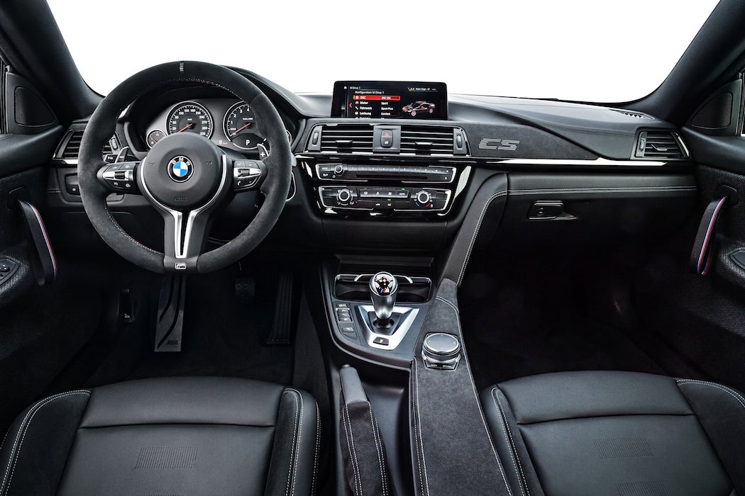 Black on black interior of the 2017 BMW M4 CS in Lime Rock Grey Metallic (Photo: Courtesy of BMW) | SWAGGER Magazine