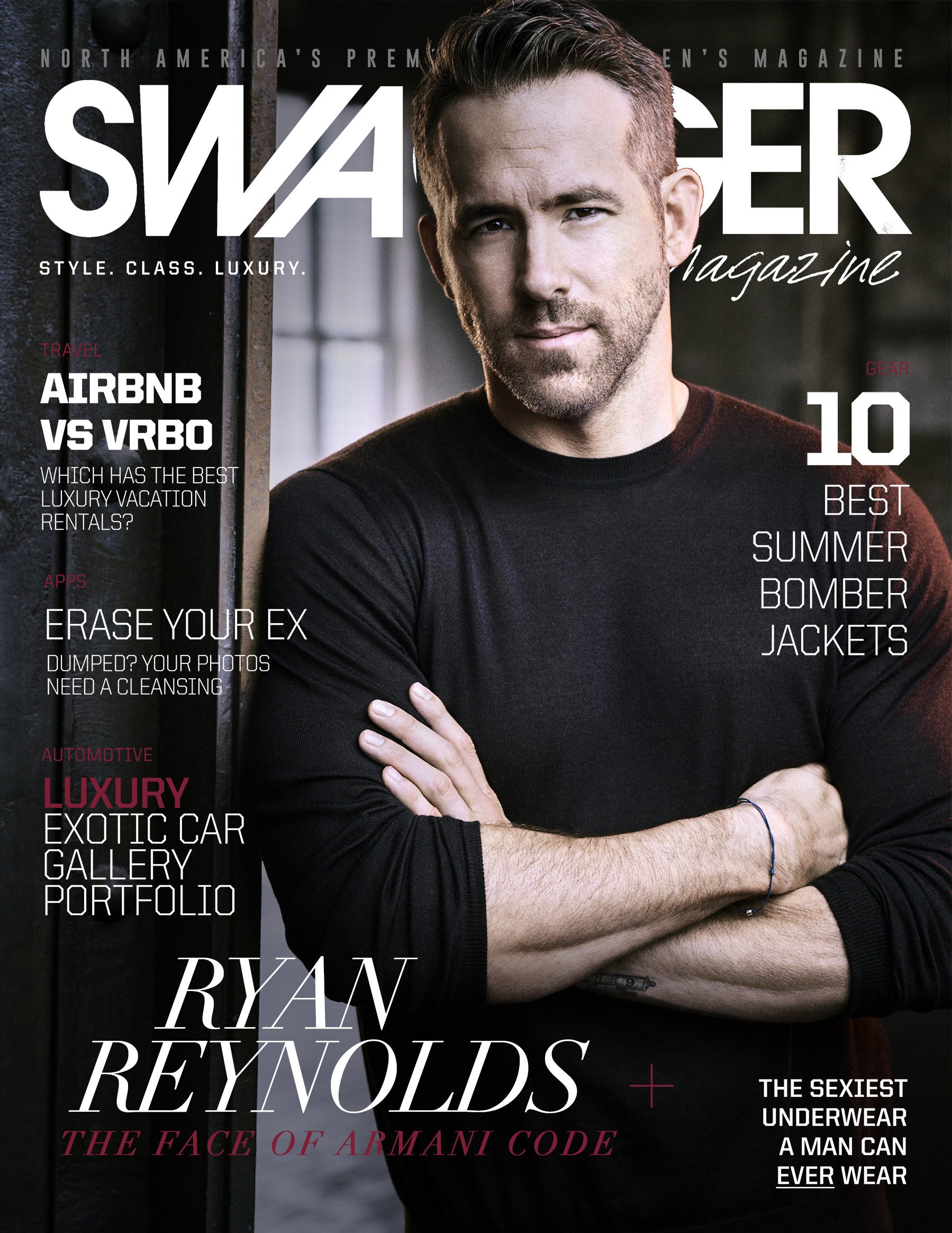 Ryan Reynolds Swagger Magazine Cover Armani Code Absolu