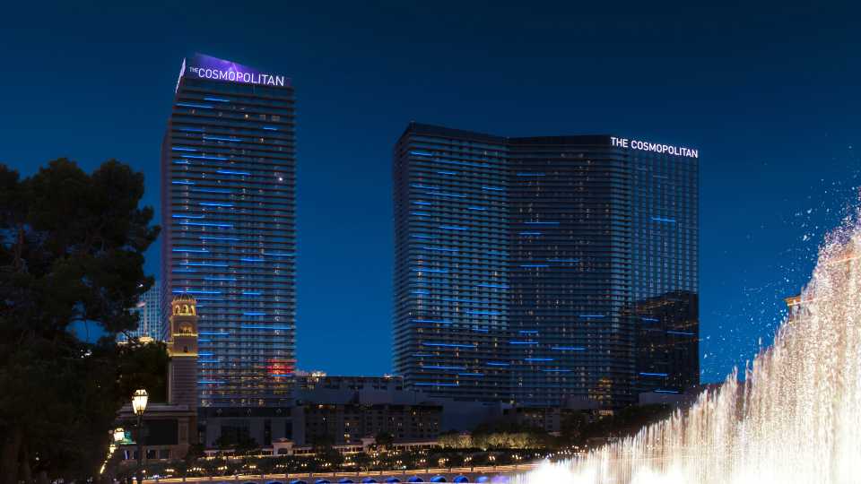 Exterior shot of the Cosmopolitan Hotel in Las Vegas