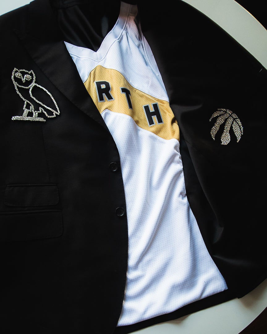 Garrison Bespoke Diamond Studded Suit Jacket for Drake from NBA Raptors