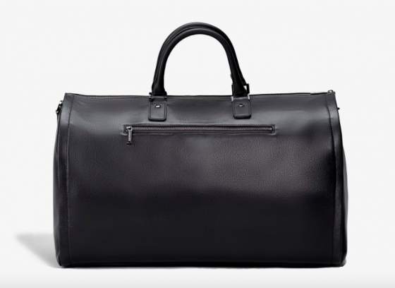 MEN'S BLACK LEATHER GARMENT WEEKENDER BAG