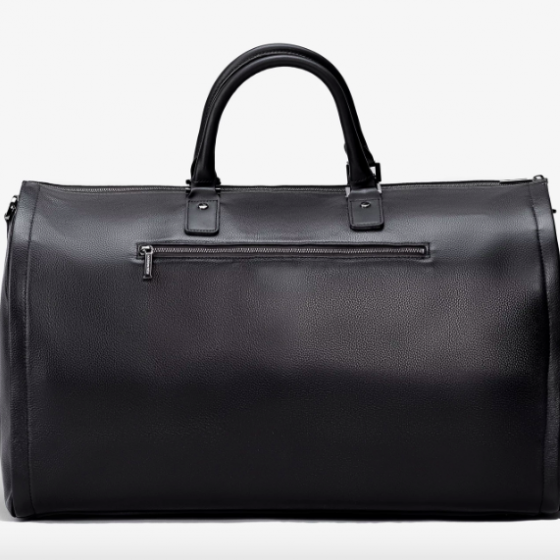 MEN'S BLACK LEATHER GARMENT WEEKENDER BAG