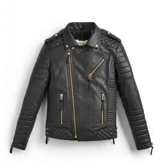 Bodaskins Kay Michaels Black Leather Jacket Gold Hardware