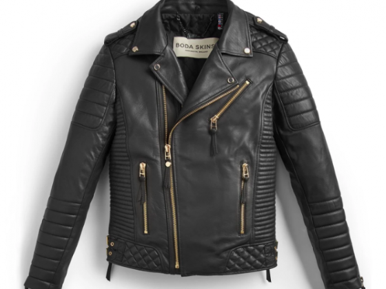 Bodaskins Kay Michaels Black Leather Jacket Gold Hardware