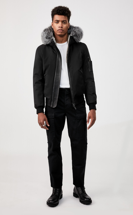 Mackage FULTON fur lined bomber jacket with silverfox fur trim