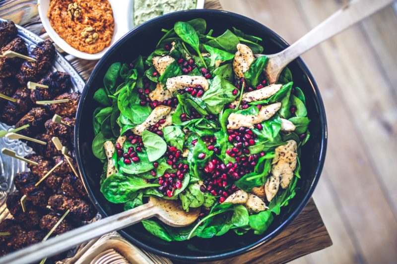 Spinach Chicken Pomegranate Salad